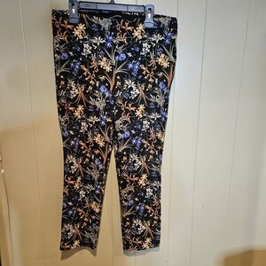 Counterparts Floral Stretch Pull-On Pants | Size L | Black Multi Comfort Fit